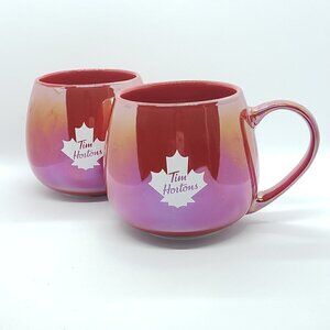 NEW Tim Horton's Mugs * Red Iridescent Set Of Two